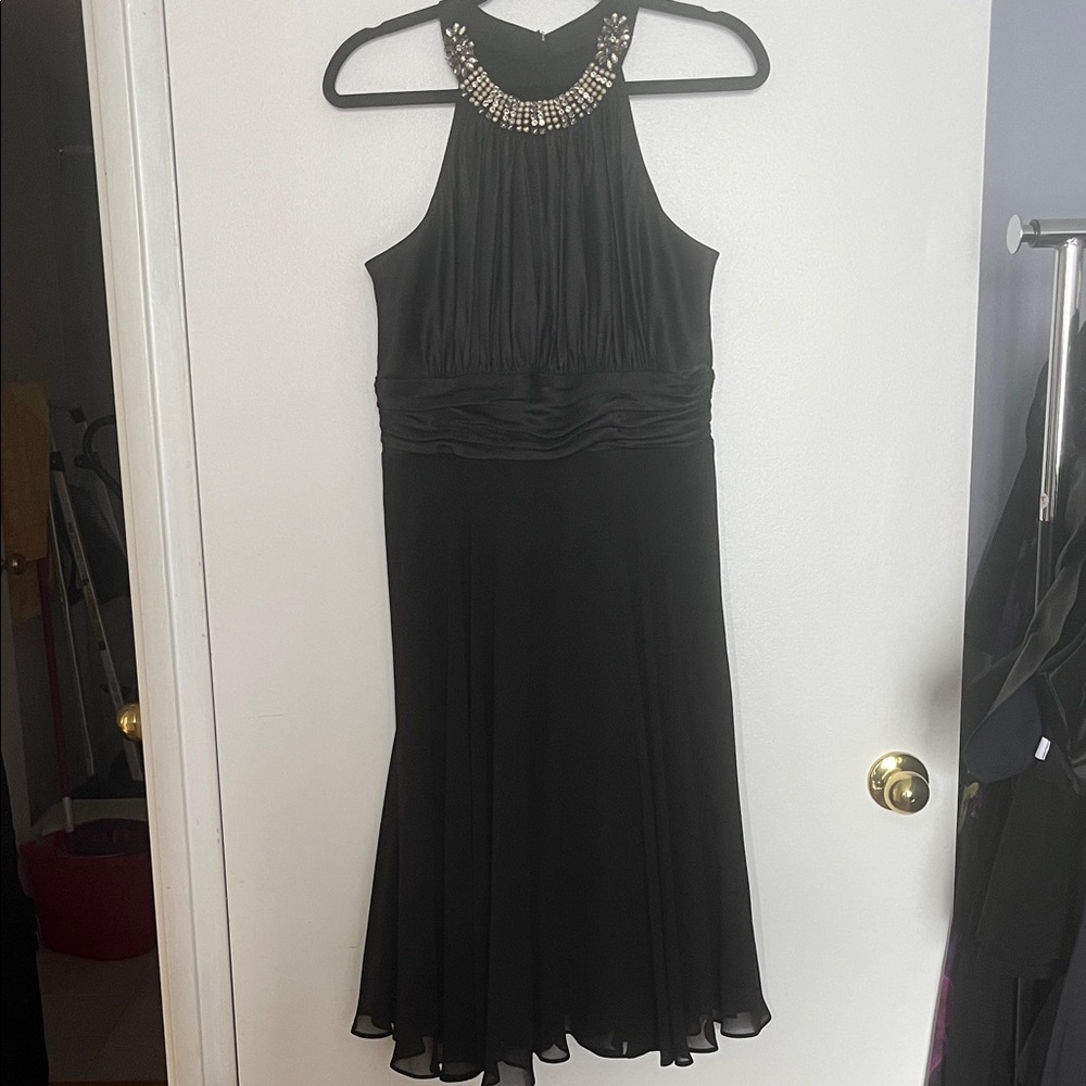 EVAN PICONE | Elegant Black Halter Beaded Dress Sz US 10
